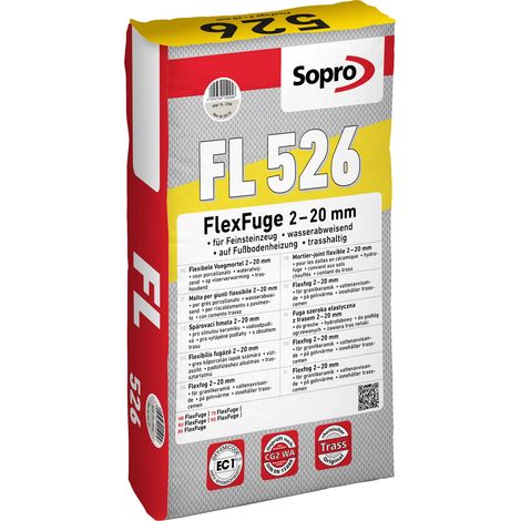 Sopro flexibler Fugenmörtel FL Betongrau 25 kg breit mit 2-20 mm Fugenmasse