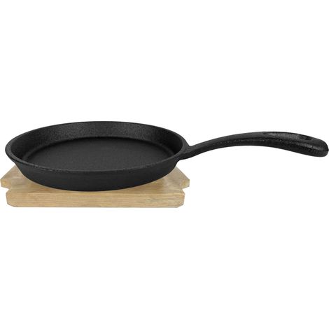 Gusseisenkuss® Guss-Minipfanne mit Holzuntersetzer Ø 13 cm Gusspfanne