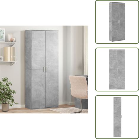 Buffet haut gris béton 70x35x180 cm bois d'ingénierie - Buffet Design - Meuble Rangement - Armoire Grise - Commode Moderne - Mobilier Salon (1/5)