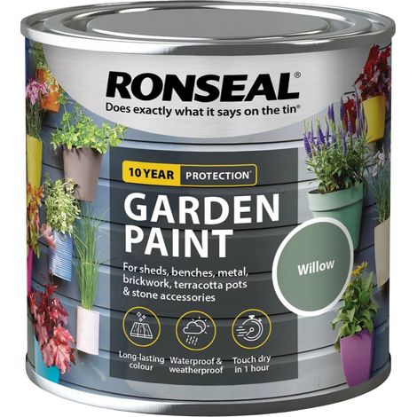 Ronseal Garden Paint Willow 250ml - Exterior Outdoor Wood, Metal, Shed, and Brick Paint (1/5)
