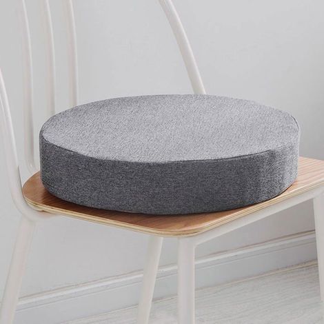 Coussin de chaise rond 45 x 45 x 8 cm - Housse amovible - Anti‑dérapant - Lin/Coton (1/4)