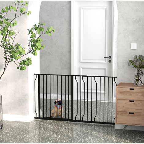 Barrière de sécurité pour chien 75-145 cm, ouverture 2 voies, sans perçage, acier noir HAVRYA (1/5)