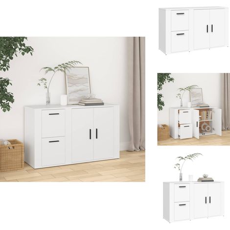 Sideboard Weiß 100x33x59,5 cm Holzwerkstoff - Schreibtisch - Wohnzimmermöbel - Sideboard Weiß - Holz Sideboard - Regal (1/5)