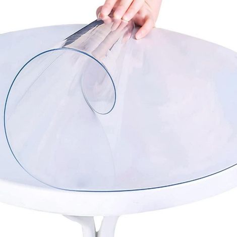 Nappe de table ronde transparente 105cm, lavable, imperméable, résistante à la chaleur