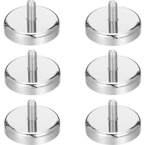Aimants puissants Longziming 25 mm à filetage M5 – Lot de 6 – Force de maintien de 20 kg, revêtement nickelé, durables et sûrs pour l'atelier et la maison (1/5)