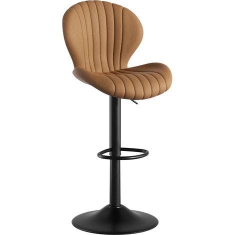 Barhocker 1er Set höhenverstellbar mit Lehne, 360° drehbar, Stoff, braun (1/5)