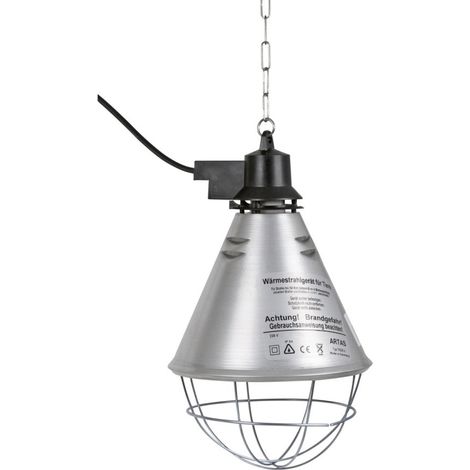 Chauffage infrarouge pour poussins et porcelets – Abat-jour aluminium ø 21 cm – Câble 2,5 m – Circulation d'air optimisée – Kerbl