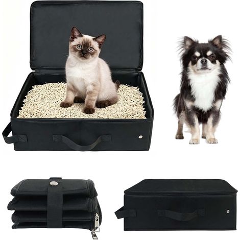 Litièrepliablepourchat,Pliable,Bac à Litière portablepourchat,Litièrepourchatdevoyage,Litiere pour Chat Pliable,Convient à Une Utilisation (1/5)
