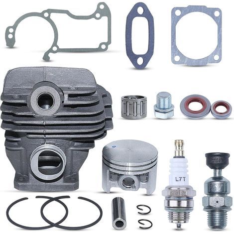 LinDuxe Zylinderkolben-Kit für Stihl 026 Serie MS260 Kettensäge, 44,7 mm, Nikasil-Zylinder-Kit + Kolben + Dichtungen + Öldichtungen + Zündkerze + Dekompressionsventil, 16-in-1-Ersatzteil-Kit Nr. 1121