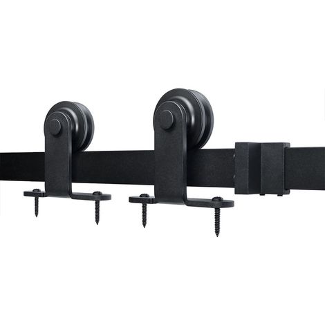 Skecten – Rail de porte coulissante 183 cm – Acier au carbone – Résistant à l'humidité – Pour espaces à haute mobilité – Modèle T, Noir