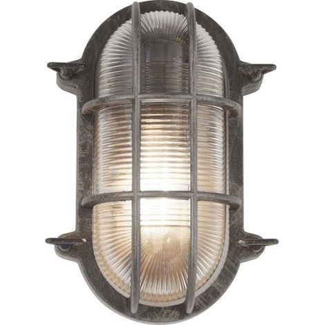 [GEBRAUCHT] B-Ware Schiffarmatur Porto oval schwarz-silber E27 dimmbar IP44 60W Searchlight (1/2)