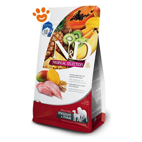 Farmina Dog N&D Tropical Adult Medium Maxi Pollo - Sacco 10 Kg - Cibo Secco Cani