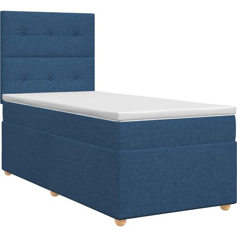 Maison Exclusive - Lit boxspring avec matelas Bleu 100 x 200 cm Tissu (1/5)