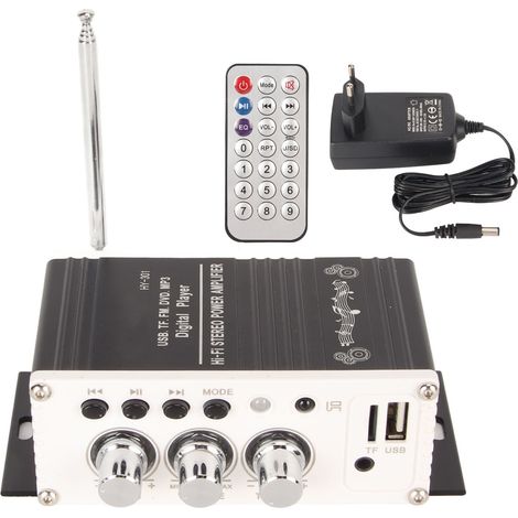 Amplificateur de puissance 2 canaux Bluetooth 5.0, mini ampli stéréo HIFI numérique avec télécommande, prise UE 100-240V (1/5)
