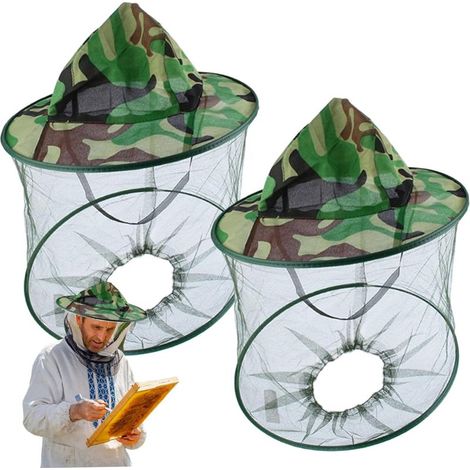 Beekeeper's hat, mosquito net hat with wide brim (2 pieces), camouflage sun hat with mosquito net for beekeeping and fishing (1/4)