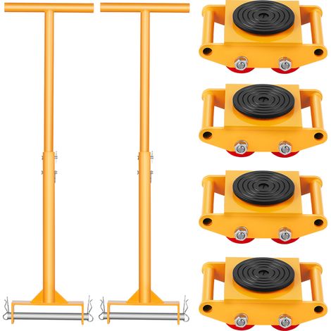 VEVOR Demenageur de Machines 6 T Chariot de Transport Charge Lourde avec Poignee, Disque 360°, 4 Roulettes Directionnelles, Transporteur Equipements Industriels Acier au Carbone, pour Entrepot Usine
