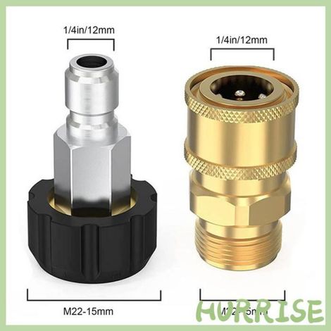 Adaptateur pour nettoyeur haute pression M22 à 1/4, raccord 15 mm (0,6 pouces) pour nettoyage moto, accessoire de connexion pour équipement de lavage haute pression (1/5)