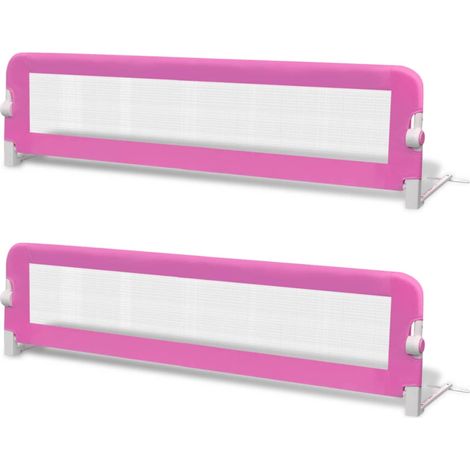 INLIFE Barrière de lit de sécurité pour tout-petits 2pcs Rose 150x42cm (1/5)