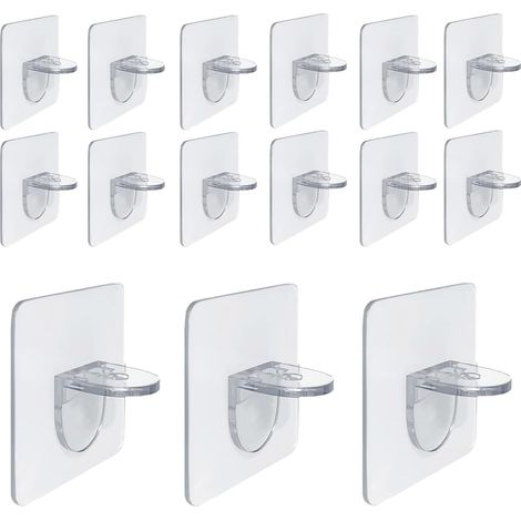 Sollbry Supports d'étagères Autocollants,15 PCS Chevilles de Support d'Étagère Supports Muraux Adhésifs sans Perforation Support Etagere en Acrylique pour Placard Bibliothèques Armoire (1/4)