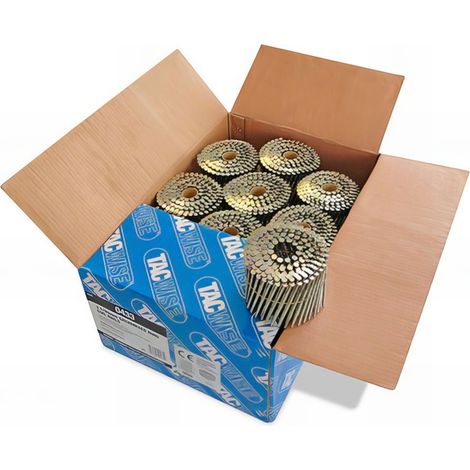 Tacwise – Boîte de 4000 clous à tête plate annelés extra galvanisés D. 3,1 x 90 mm – Pour fixation extérieure – 200 clous par rouleau