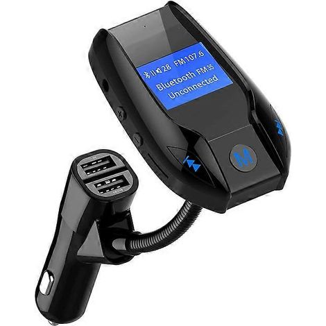 Kit mains libres MP3 pour voiture avec récepteur Bluetooth sans fil, émetteur FM et modulateur, double port USB (clé USB/carte TF) et écran LCD. (1/5)
