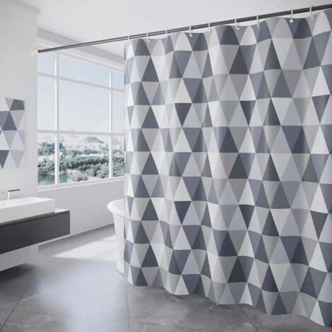 Rideau Douche 180 x 180 cm, Rideaux de Douche Triangle, Rideau de Douche Anti moisissure Imperméable, avec 12 Anneaux Shower Curtain, Convient aux salles de Bains (1/4)