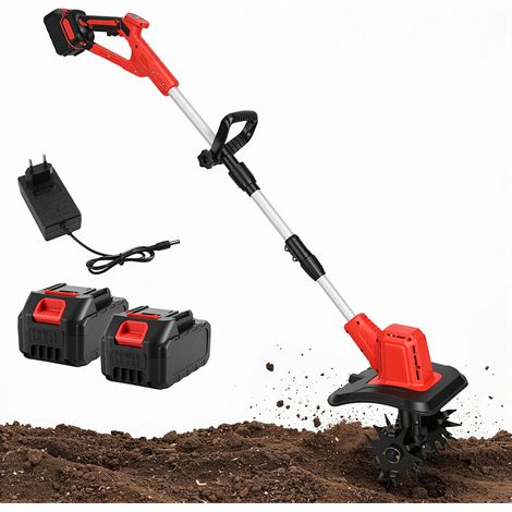 Jiubiaz Motoazada eléctrica, cultivador, azada para jardín y huerto, 400 W, rojo y negro (1/5)