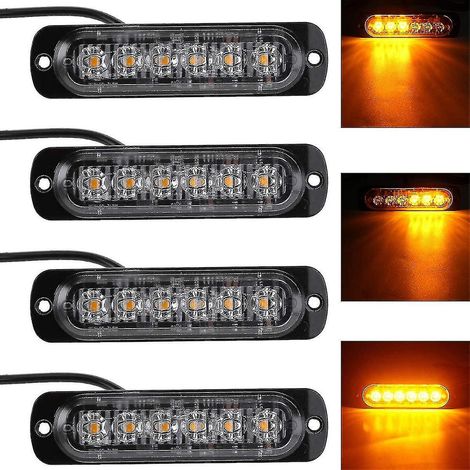 4 Stück 18W 6 LED Schlanke Ambergelbe Stroboskop-Blitzleuchte Rampe Auto LKW Warnsignal Parklicht Lampe (1/5)