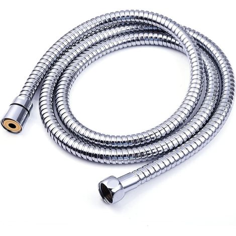Tuyau Douche 1.5m,Premium Tuyau de Douche avec Double Protection de Torsion,Flexible et Résistant aux Plis Tuyau de Douche en Acier Inoxydable avec Chrome,Universel Taille de Connexion(Silver) (1/5)