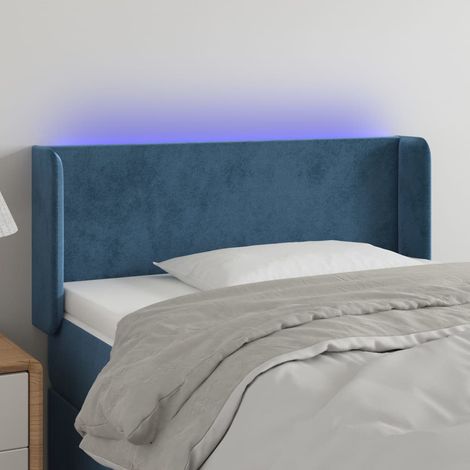 vidaXL Testiera a LED Blu scuro 93x16x78/88 cm in Velluto (1/5)