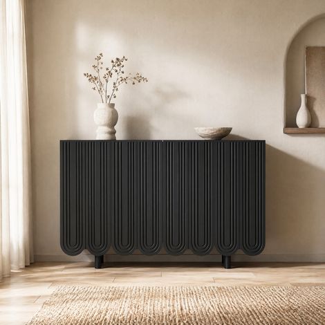 Buffet 4 portes 120 x 37,5 x 80,8 cm en MDF noir DESVIAE (1/5)