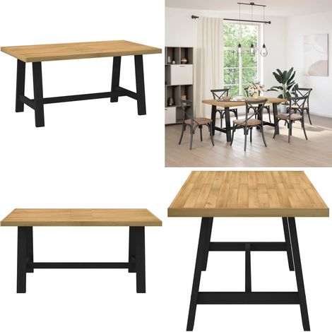 vidaXL Table à manger NOAIN pieds en forme de A 160x90x75cm massif pin (1/5)