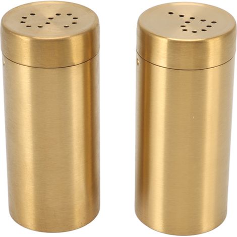 Lot de 2 pots à épices dorés en acier inoxydable antirouille avec couvercle à vis, pour sel, sucre, poivre et paprika (1/5)