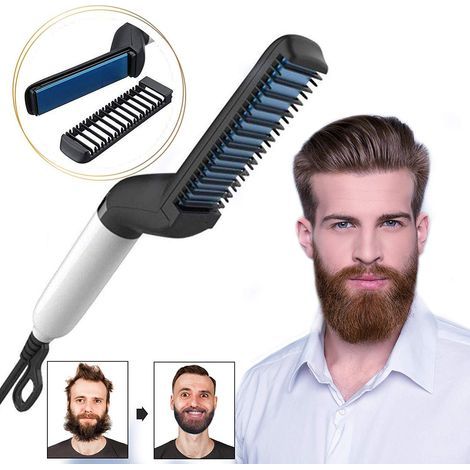 Brosse À Barbe - Chauffante Céramique ionic - Pour Lissage Démêlage Volume Coiffage Homme - 1 Pièce (1/5)