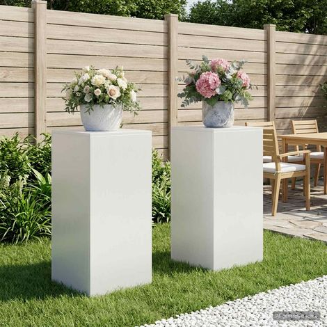 vidaXL Plant Stand 2 pcs White 40 x 40 x 80 cm Steel (1/5)
