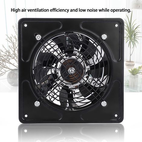 Ventilateur d'extraction mural 190 mm 40 W 220 V, faible bruit, pour la ventilation de la maison, de la salle de bain, de la cuisine et du garage (noir) (1/5)