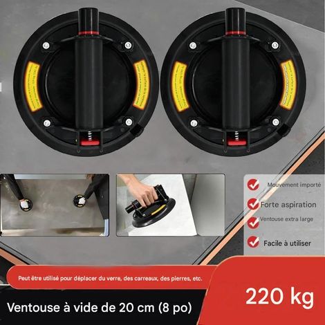 Lot de 2 ventouses en verre pour transport et déménagement – Aspiration forte – Conception à double couche – Ligne de sécurité rouge