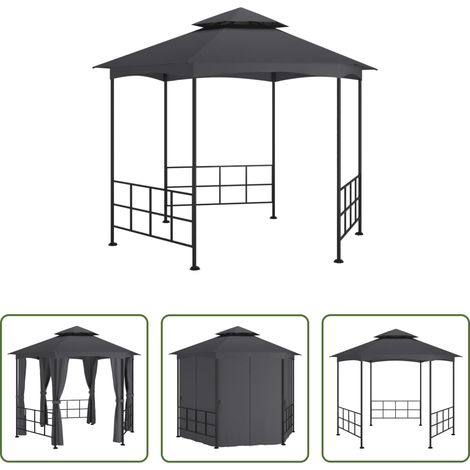 vidaXL Abri jardin - Belvédère avec parois 3,1x2,7 m Anthracite (1/5)