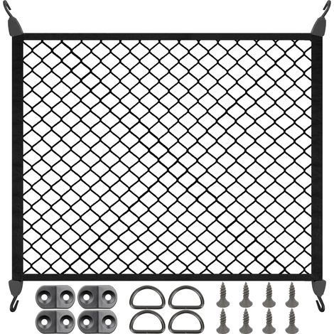 Filet de Rangement Coffre de Voiture, Filet Voiture pour Chien Coffre de Rangement Camping Car, Filets de Rangements Camping Car Couche Unique Haute Élasticité, avec 4 Crochets, 80 X 60 CM (1/5)