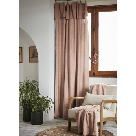 Lot de 2 rideaux ajustables + 8 anneaux pince 140 x 270 cm "Lysandre" Lyocel L'effet Papillon - Lysandre Blush - (1/4)