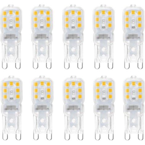 10 ampoules LED G9 de 3 W, équivalentes à des ampoules halogènes de 33 W, blanc chaud 3 000 K, non dimmables, angle de faisceau de 360 ° (1/3)