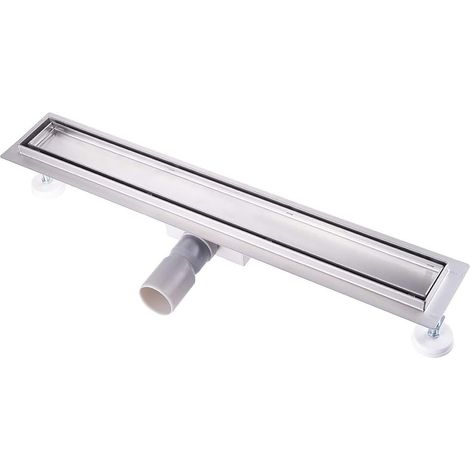 Caniveau de Douche Italienne 30 cm à Carreler Siphon Sol d'évacuation en Acier Inoxydable - diverses Tailles au Choix 30 to 100cm Siphon avec passoire et arrêt des odeurs