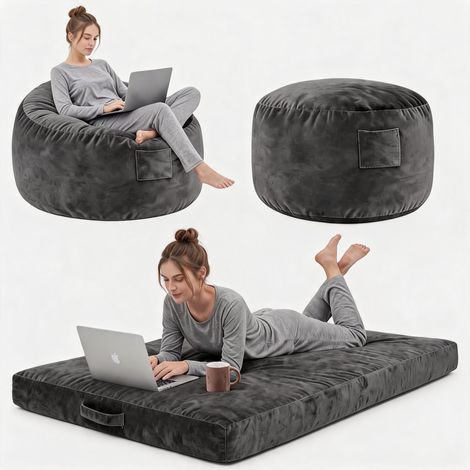 Pouf Poire Avec Remplissage En Mousse à Mémoire De Forme Velours – Fauteuil Pouff XXL Pour Adultes & Enfants – Coussin De Sol Moderne Avec Housse Lavable Pour Salon, Chambre, Gaming (1/5)