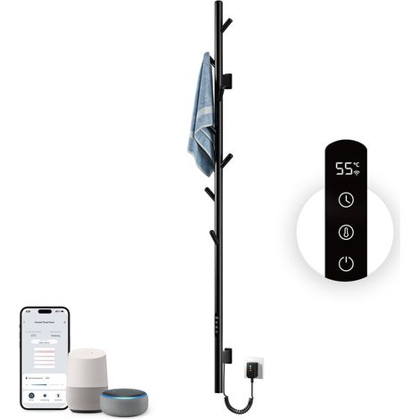 OihPaw Radiador Toallero Eléctrico,Radiador eléctrico de una Sola Varilla Inteligente WiFi,153 cm,Tendedero de Ropa de Pared con Pantalla LED, 7 Ganchos,Bajo Consumo De Energía Towel Warmer (1/5)