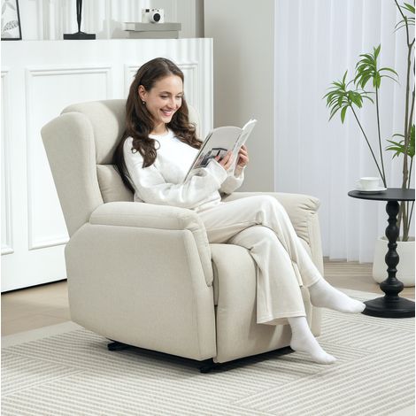 Relaxsessel mit Fußstütze, Rückenlehne bis 160°, 150 kg, beige HAVRYA (1/5)
