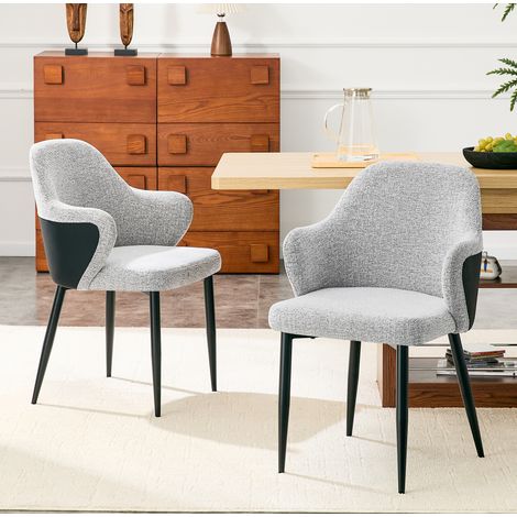 2er-Set Essstühle 83 cm in Grau und Schwarz mit stabilem Metallgestell (1/5)