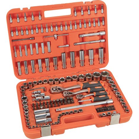 JUEGO DE LLAVES DE VASO DE 1/2" + 3/8" + 1/4" 171 PIEZAS ALYCO ORANGE