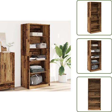 The Living Store Garde-robe vieux bois 80x50x200 cm bois d'ingénierie - Armoire - Placard - Dressing - Meuble Rangement - Mobilier Chambre (1/5)