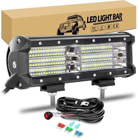 RIGIDON 9 pouces 24cm 270W Led Light Barre avec 12v faisceau de câblage kit, Barre Lumineuse led Phare de travail pour 4x4 Offroad Véhicule Voiture Camion tracteur, 6000K feu antibrouillard (1/5)