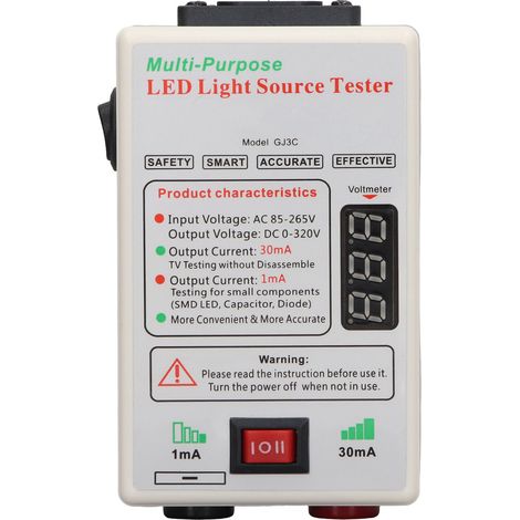 Testeur LED GJ3C avec interrupteur et plages de courant haut/bas - Outil de détection pour bandes rétroéclairées écran/LCD, vérificateur de LED, norme US 85-265V (1/5)